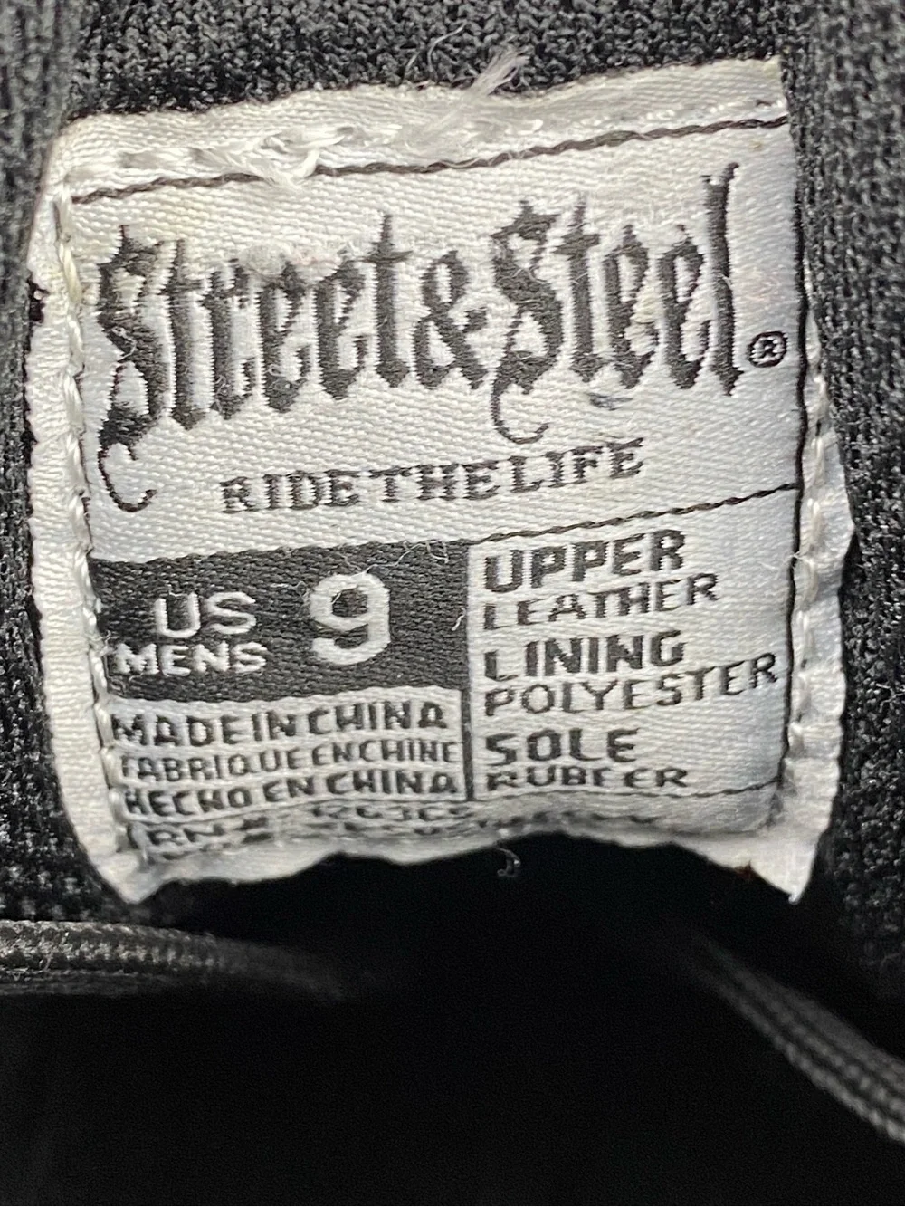 Steel & Street Valor Reinforced Black Leather Motorcycle Boots Men’s Shoe Size 9